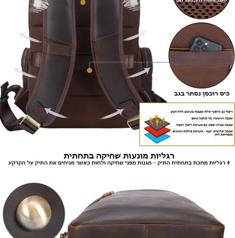 תיק גב Iridonar Xtreme 35L למחשב 16 אינץ' יציאת USB מבית כאמל מאונטיין - שחור