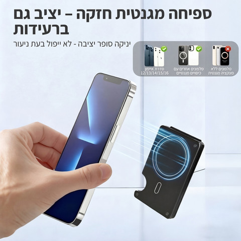 ארנק Zynkaros™ Luxe מבית כאמל מאונטיין – ליטר, ארנק מגנטי דק במיוחד עם הגנת RFID - שחור