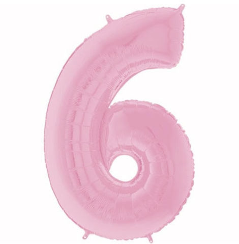 בלון מספר 6 ענק -ורוד בהיר