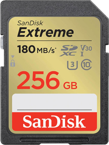 כרטיס זיכרון Sandisk Extreme 256GB 180Mb/s