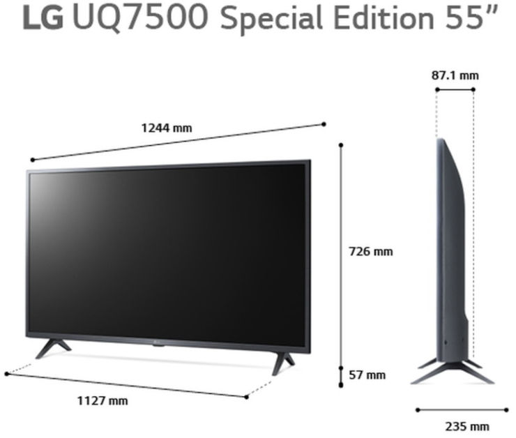 טלוויזיה חכמה 55" LG UHD אל ג'י UQ7500 55UQ75006LG