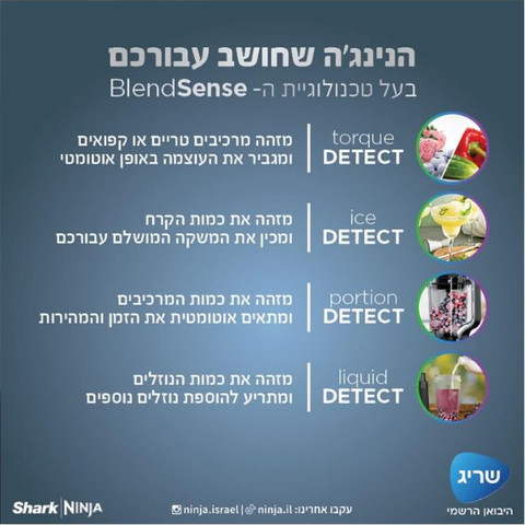 בלנדר שייקר עוצמתי 1200 וואט Ninja TB303 DETECT