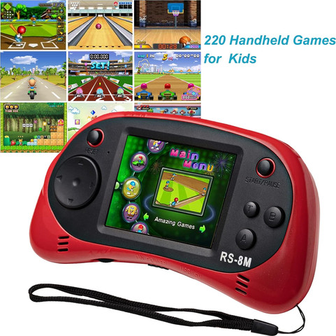 גימבוי MASTER עם 220 משחקים, מסך HD "2.5, סוללה נטענת + תיק אחסון ואזניות מתנה - אדום