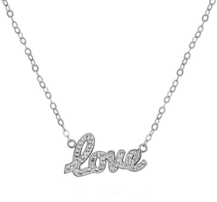 שרשרת LOVE כסף סטרלינג 925 בציפוי רודיום