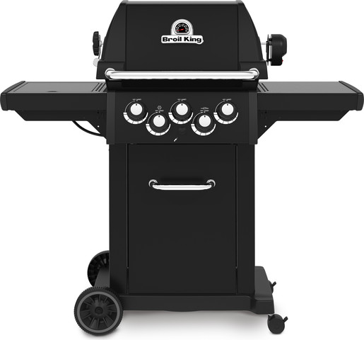 גריל גז 3 מבערים Royal 390 55,000 BTU שחור + כירת צד ושיפוד מבית המותג הקנדי Broil King
