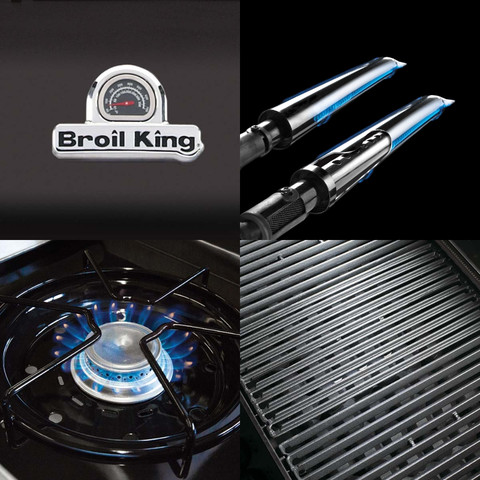 גריל גז 3 מבערים Royal 390 55,000 BTU שחור + כירת צד ושיפוד מבית המותג הקנדי Broil King