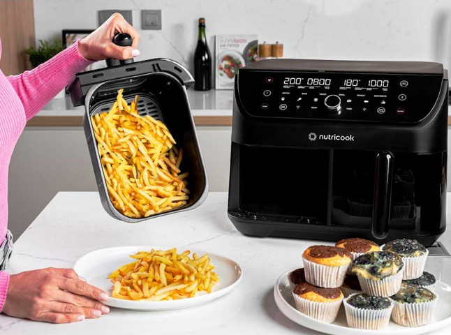 סיר טיגון ללא שמן 8.5 ליטר 2 תאים NutriCook Air Fryer Duo Vision NC-AFD185V