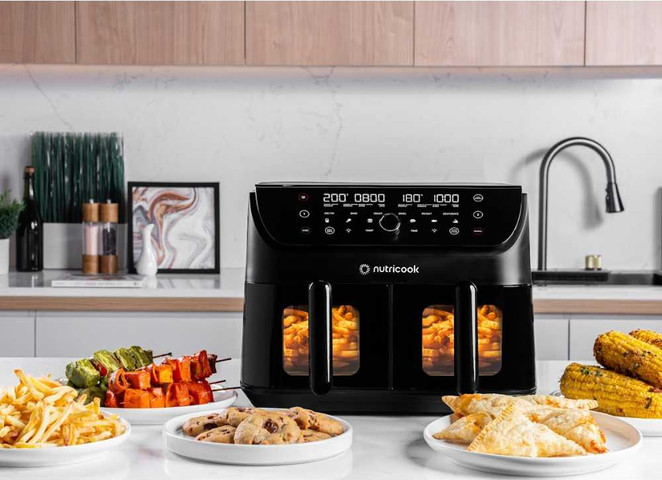 סיר טיגון ללא שמן 8.5 ליטר 2 תאים NutriCook Air Fryer Duo Vision NC-AFD185V