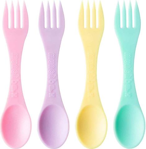MUNCH SPORKS REGULAR - סט 8 כפיות ומזלגות לילדים Pastel