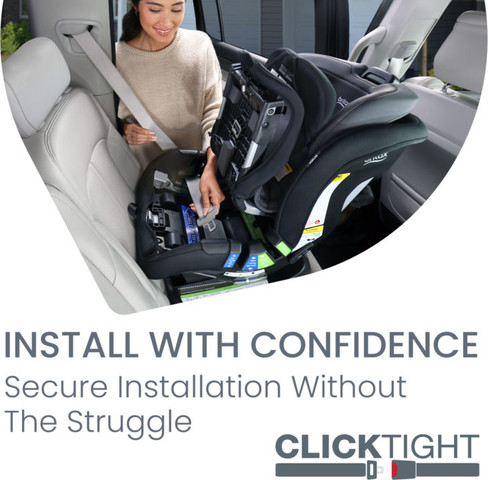 כיסא בטיחות צר פופלר קליק טייט Poplar ClickTight עם בד SafeWash ללא כימיכלים - שחור/אפור Stone Onyx