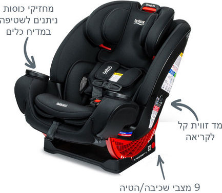 כסא בטיחות משולב בוסטר One4Life SafeWash מבית Britax - צבע שחור