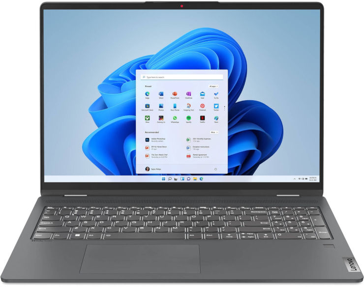 מחשב נייד מהסדרה המבוקשת LENOVO FLEX 5 כולל מעבד I7 דור 12 ומסך מגע מתהפך 16 אינץ' זיכרון 16GB ודיסק קשיח 512GB SSD מערכת הפעלה WIN 11 HOME