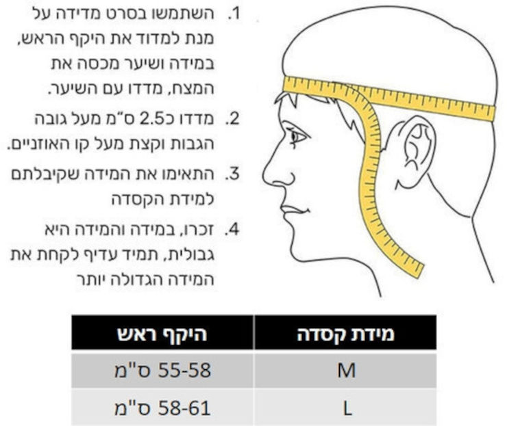 קסדת מתכווננת MOBILITY צבע לבן- עם תאורה אחורית