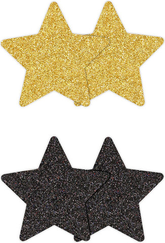 מדבקות כוכבים לפיטמה | 2 זוגות בצבעים שונים | Pasties Glitter Stars ,מיקס