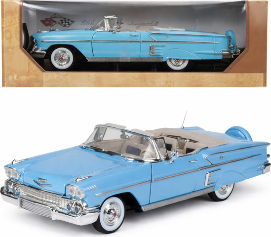 מוטורמקס דגם 1:18 שברולט אימפלה 1958 Impala Convertible – דגם אספנות איכותי | Motormax