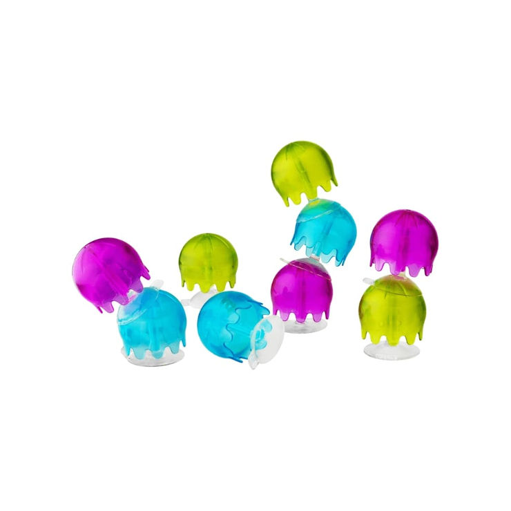 JELLIES צעצועי אמבט בצורת 9 מדוזות צבעוניות נדבקות - כחול/ירוק/סגול