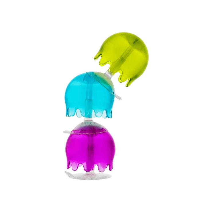 JELLIES צעצועי אמבט בצורת 9 מדוזות צבעוניות נדבקות - כחול/ירוק/סגול