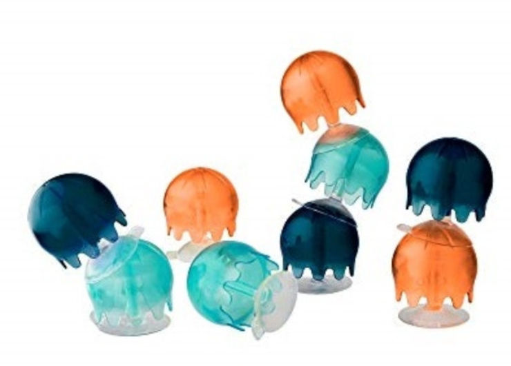 JELLIES צעצועי אמבט בצורת 9 מדוזות צבעוניות נדבקות - כתום/ירוק/כחול