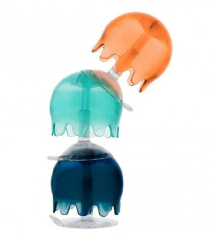 JELLIES צעצועי אמבט בצורת 9 מדוזות צבעוניות נדבקות - כתום/ירוק/כחול
