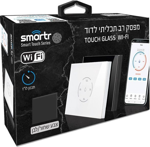 מפסק חכם לדוד באמצעות WiFi לקופסא 3 מקום Smartr סמארטר TOUCH GLASS WIFI לבן