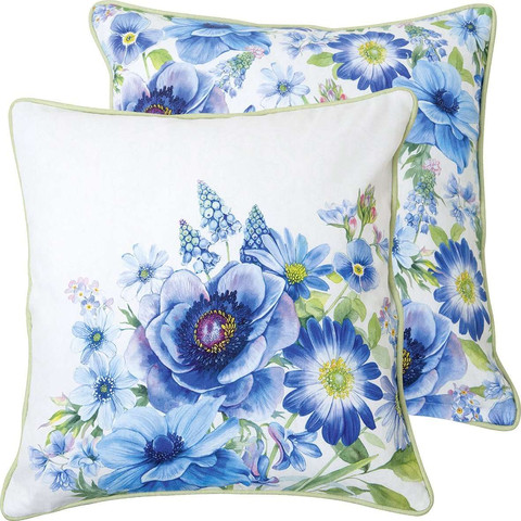 כרית נוי צבעי תכלת בגודל 40×40 ס"מ מדגם Springtime Blues עם רוכסן ומילוי
