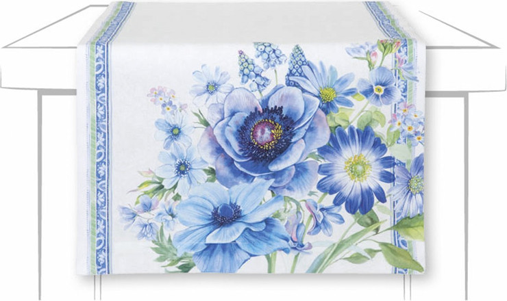 ראנר לשולחן מדגם Springtime Blues בצבע  תכלת בגודל 45×150 ס"מ