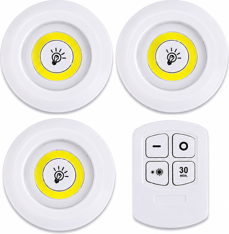 סט 3 ספוטים LED עם שלט רחוק