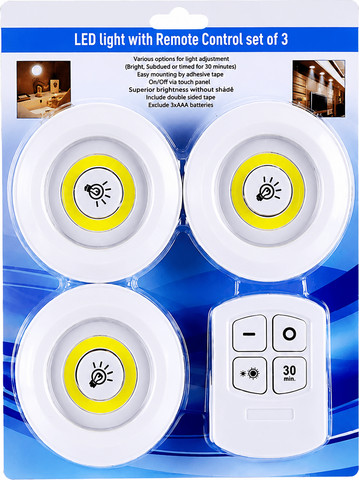 סט 3 ספוטים LED עם שלט רחוק