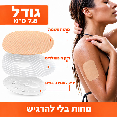 מדבקות לחיישן ליברה Libre ולחיישני CGM | מדבקות ספורט עמידות במים | 20 יחידות | קוטר 7.8 ס״מ