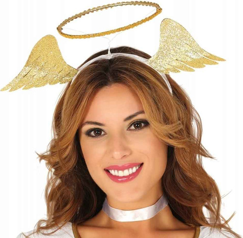 קשת הילה זהב למלאך עם כנפיים מפוארת