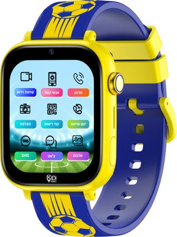 שעון חכם לילדים כולל סים מובנה Kidiwatch קידי ווטש כדורגל כחול צהוב