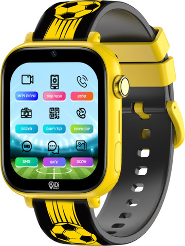 שעון חכם לילדים כולל סים מובנה Kidiwatch קידי ווטש כדורגל שחור צהוב