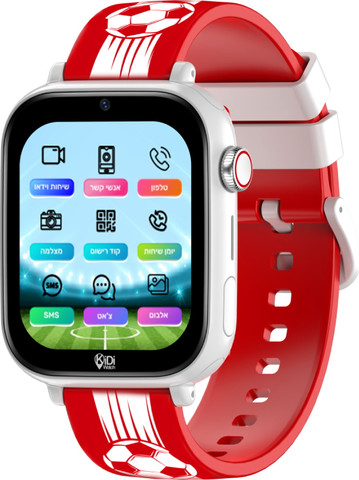 שעון חכם לילדים כולל סים מובנה Kidiwatch קידי ווטש כדורגל אדום לבן