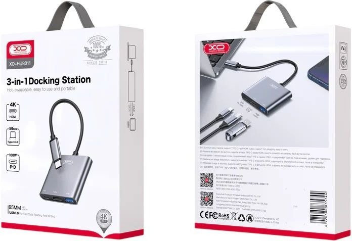 תחנת עגינה 3 ב-1 חיבור USB-C דגם מבית XO