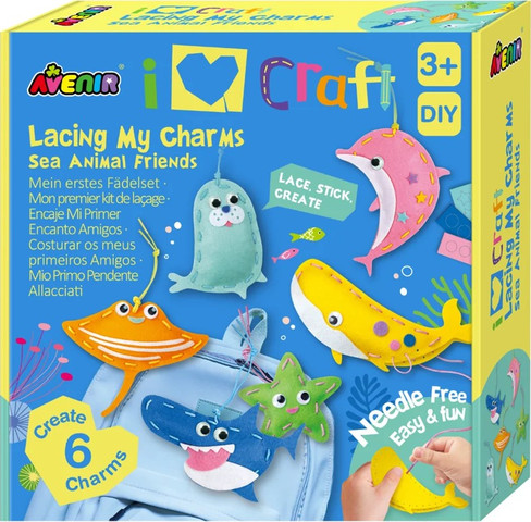 ערכת יצירה בתפירה ראשונה - מחזיקי מפתח חיות ים