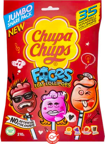 Chupa Chups Faces סוכריות על מקל צ'ופה צ'ופס בצורות פנים