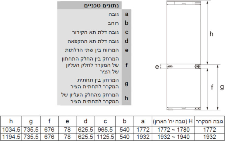 מקרר אינטגרלי HISENSE הייסנס דגם RB3B280NEWE1