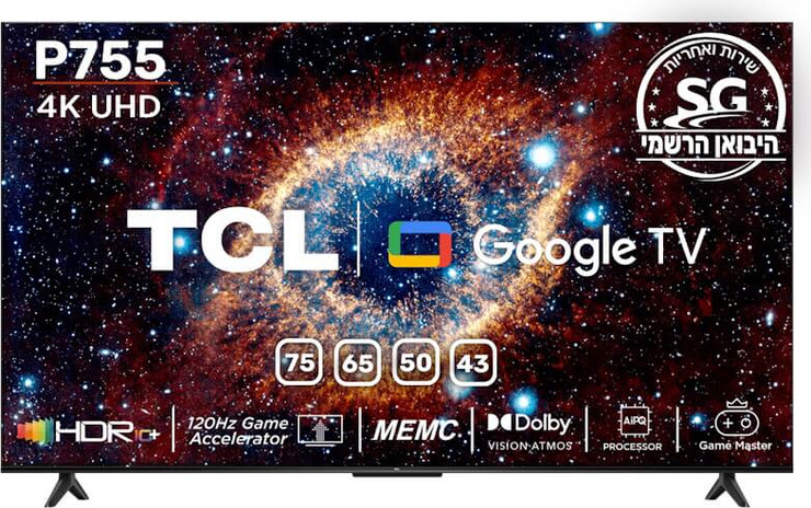 טלוויזיה חכמה 43" TCL UHD 4K טי.סי.אל 43P755