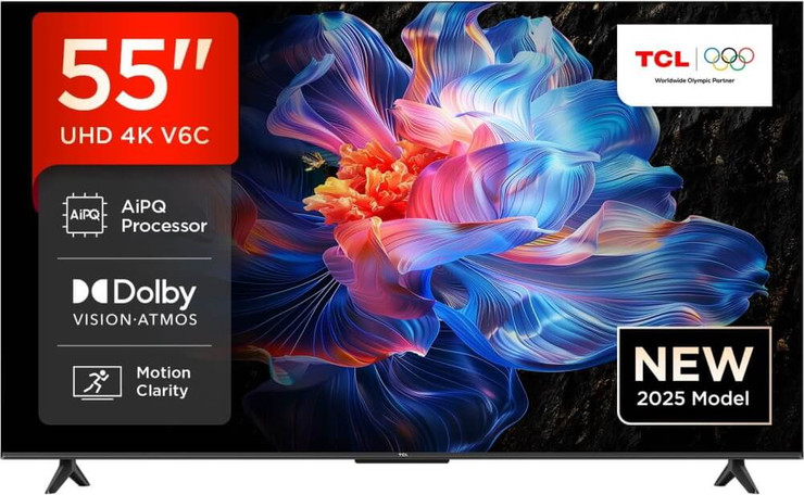 טלוויזיה חכמה 55" TCL Direct LED 4K טי.סי.אל 55V6C
