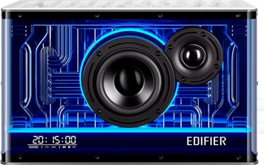 רמקול Bluetooth שולחני Edifier QD35 Hi-Res - צבע לבן - כולל תאורת RGB ותחנת טעינה TurboGaN 35W