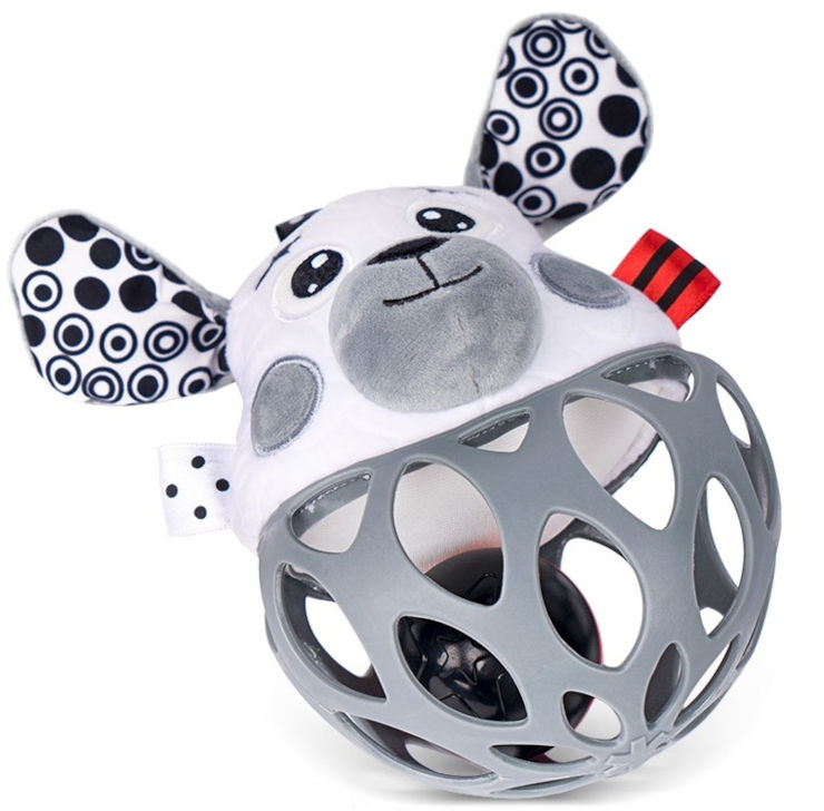 כדור פעילות בובה ורעשן - כלב אפור