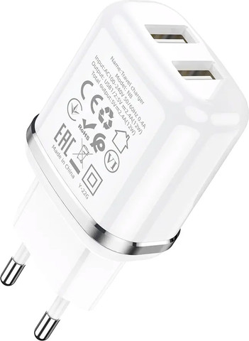 ראש מטען קיר עם 2 יציאות USB בעוצמה 12W - מבית CONNEKTO