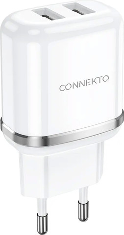 ראש מטען קיר עם 2 יציאות USB בעוצמה 12W - מבית CONNEKTO