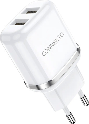 ראש מטען קיר עם 2 יציאות USB בעוצמה 12W - מבית CONNEKTO