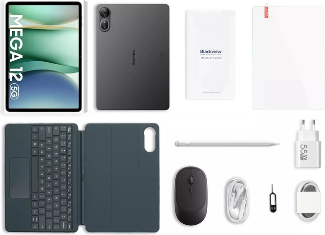 טאבלט Blackview MEGA 12 12.2" 12GB/256GB 5G Space Grey (כולל ערכת אביזרים)