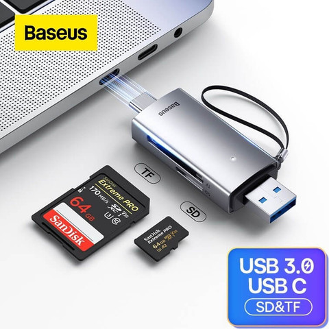 קורא כרטיסים מהיר TYPE C / USB3.0 - מיקרו SD ו- SD
