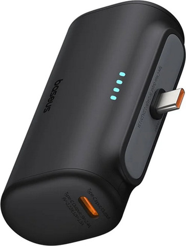 סוללת גיבוי Baseus 5000mAh בזאוס Compact Power Bank Type-C 5000mAh שחור