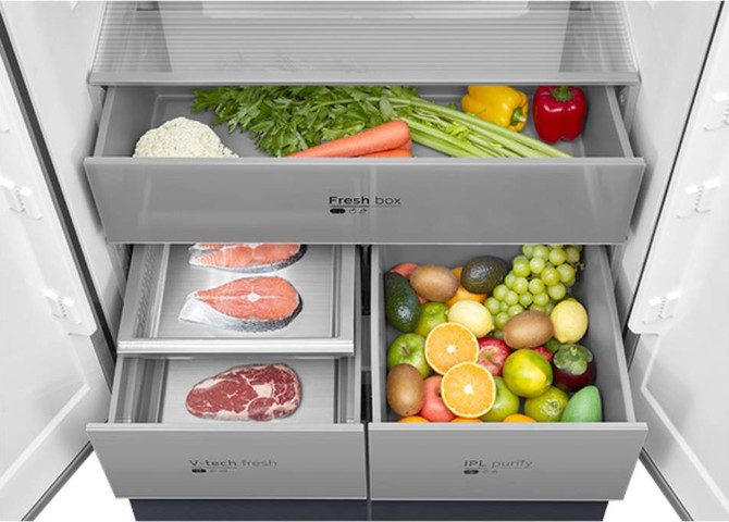 מקרר 4 דלתות 515 ליטר Midea MDRM706BIL70 נירו' מושחר