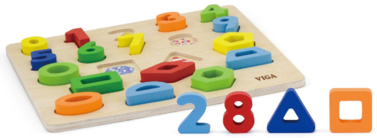 לוח לימוד צורות, מספרים וצבעים מעץ