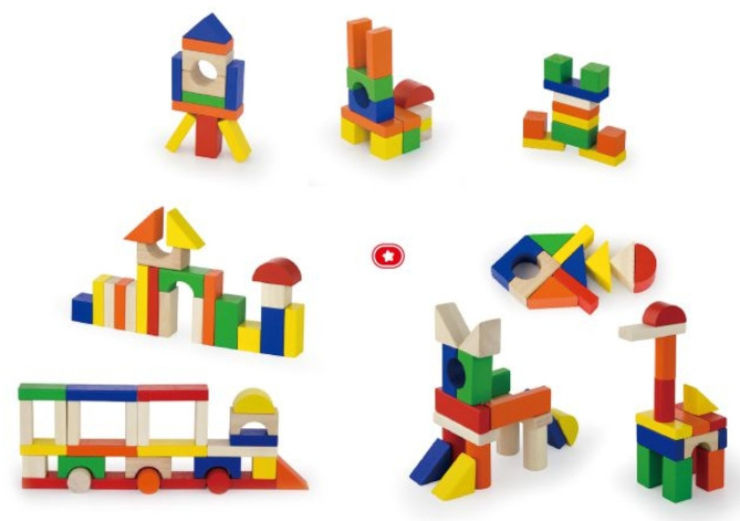 דלי 100 קוביות בנייה מעץ